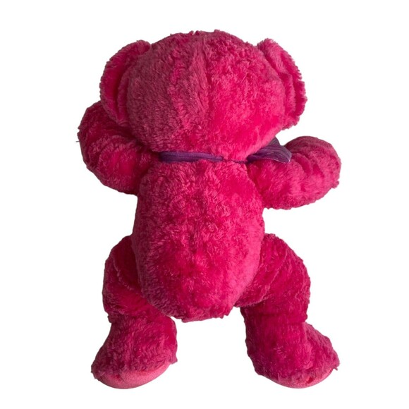 RUSS BERRIE VENUS Pink￼ Plush Bear Stuffed Animal Toy Purple Sheer Bow Vintage - Picture 9 of 13